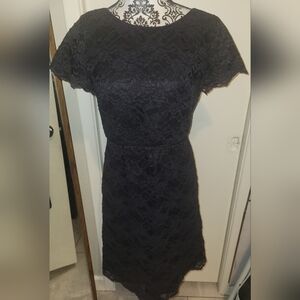 Vintage 90s Laura Ashley‎ romantic goth black lace minidress - size 6